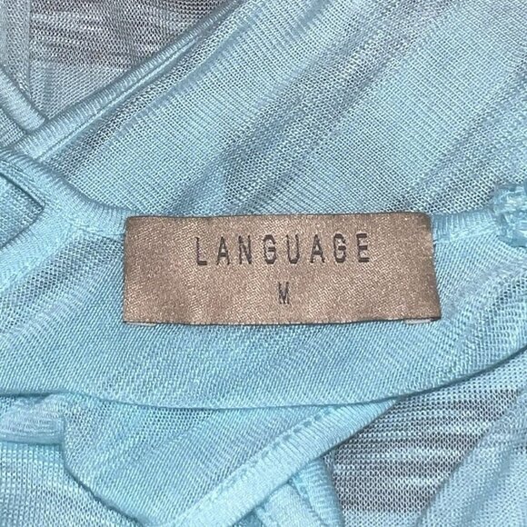 LANGUAGE LA WOMEN TWIST‎ BACK PULLOVER SKY BLUE GREY OMBRE TANK TOP MEDIUM NEW - Picture 6 of 10